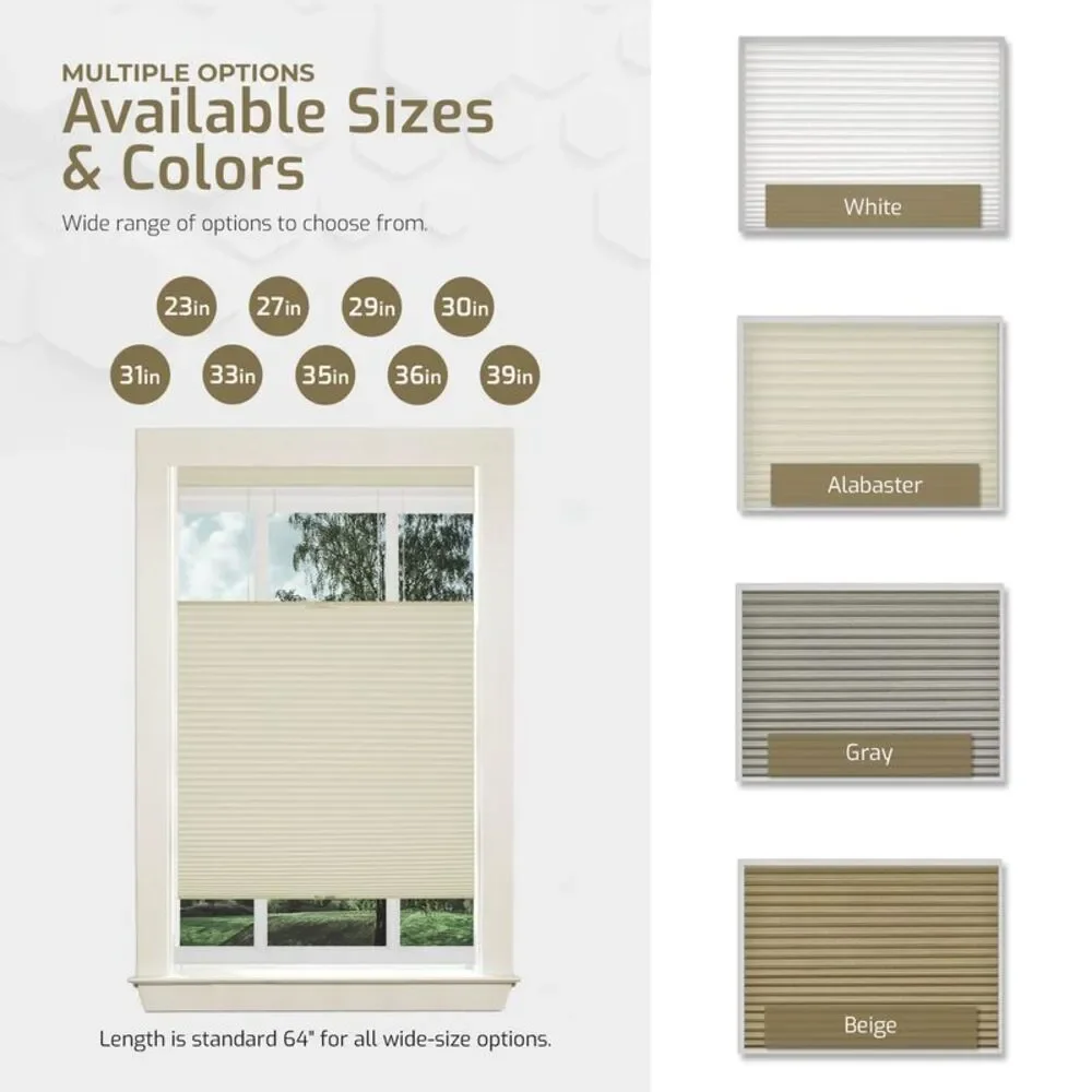 Cordless Window Blinds Cellular Top-Down Bottom-Up Honeycomb Pleated 3/8